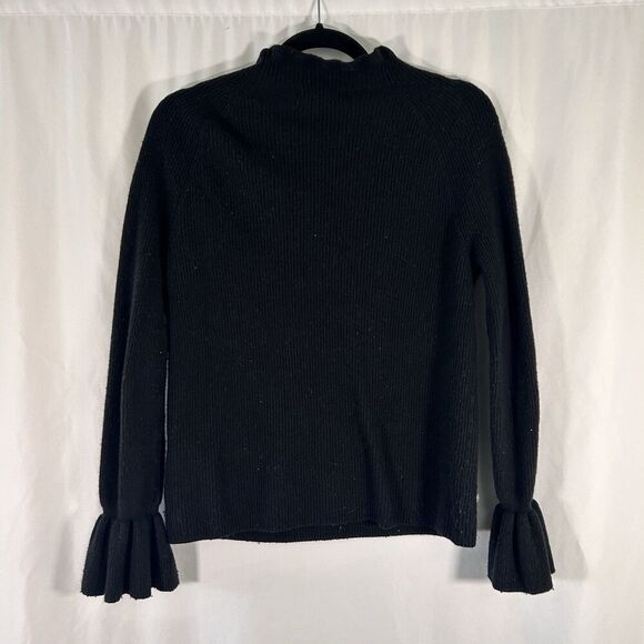 Banana Republic Wool Cashmere Blend Sweater Women Small Black Ribbed Bell Sleeve - Picture 8 of 10